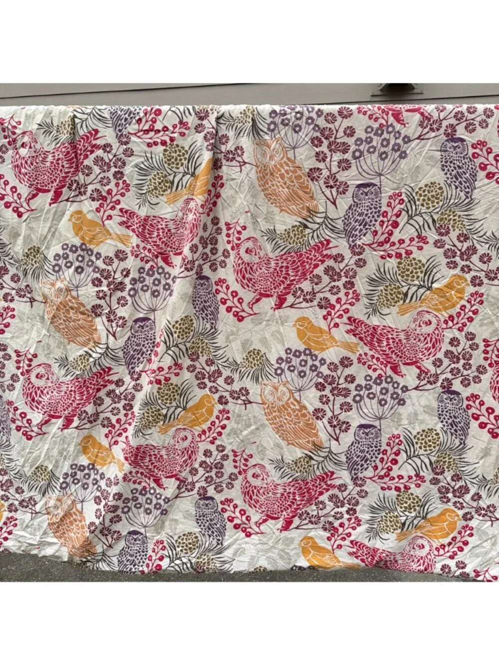 Pottery Barn Duvet Cover Full Queen Owls Birds Floral Button + Two Pillowcases